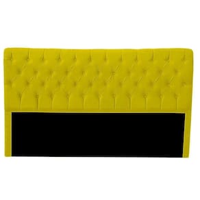 Cabeceira Casal Queen Estofada Para Cama Box Glass Veludo Cor Amarelo