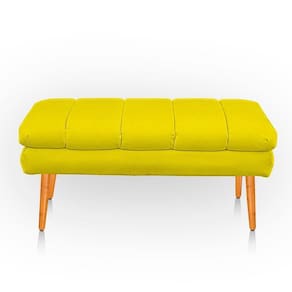 Puff Aparador Estofado Italy Decorativo Veludo Cor Amarelo