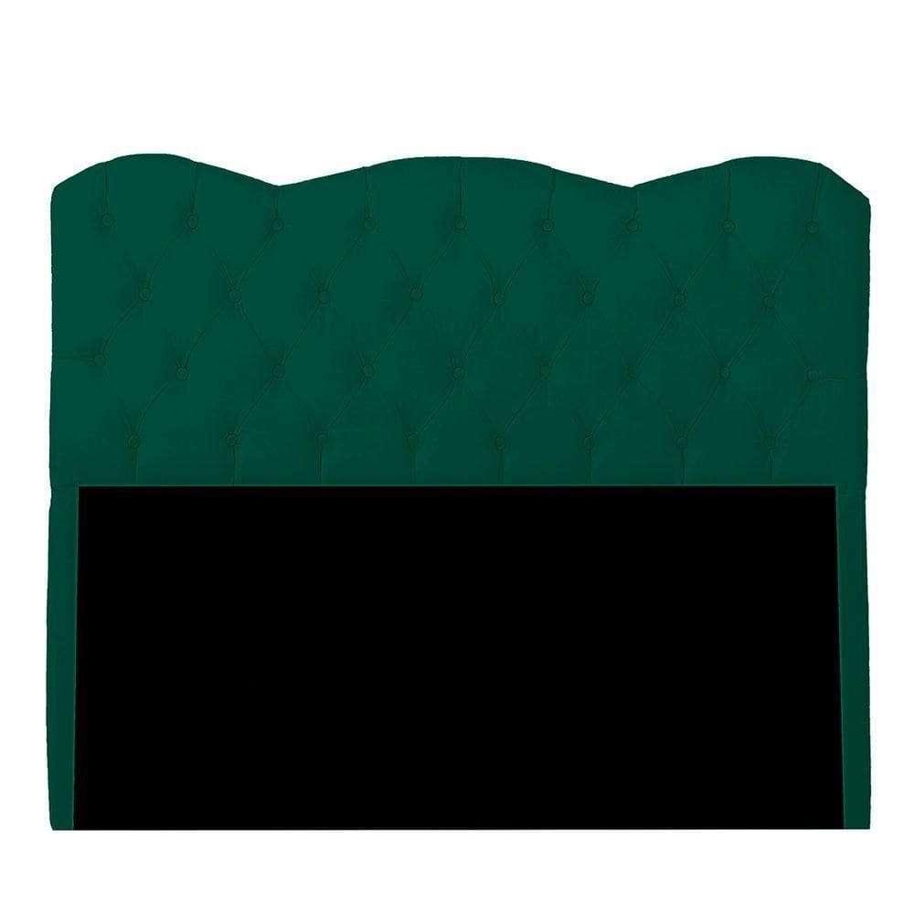Cabeceira Casal Queen Estofada Para Cama Box Verona Veludo Cor Verde Esmeralda