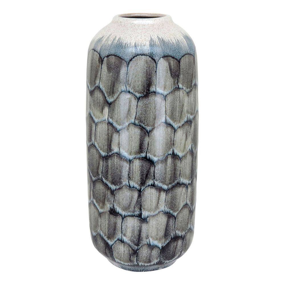Vaso Decorativo Enfeite Casa Cerâmica 32x14x14cm Azul