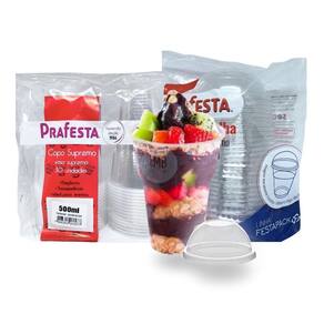 Copo 500Ml Prafesta Descartável Tampa Bolha Para Eventos 150