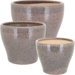 Jg 3Pç Cachepô Cerâmica Bege Decorativo Vaso Planta