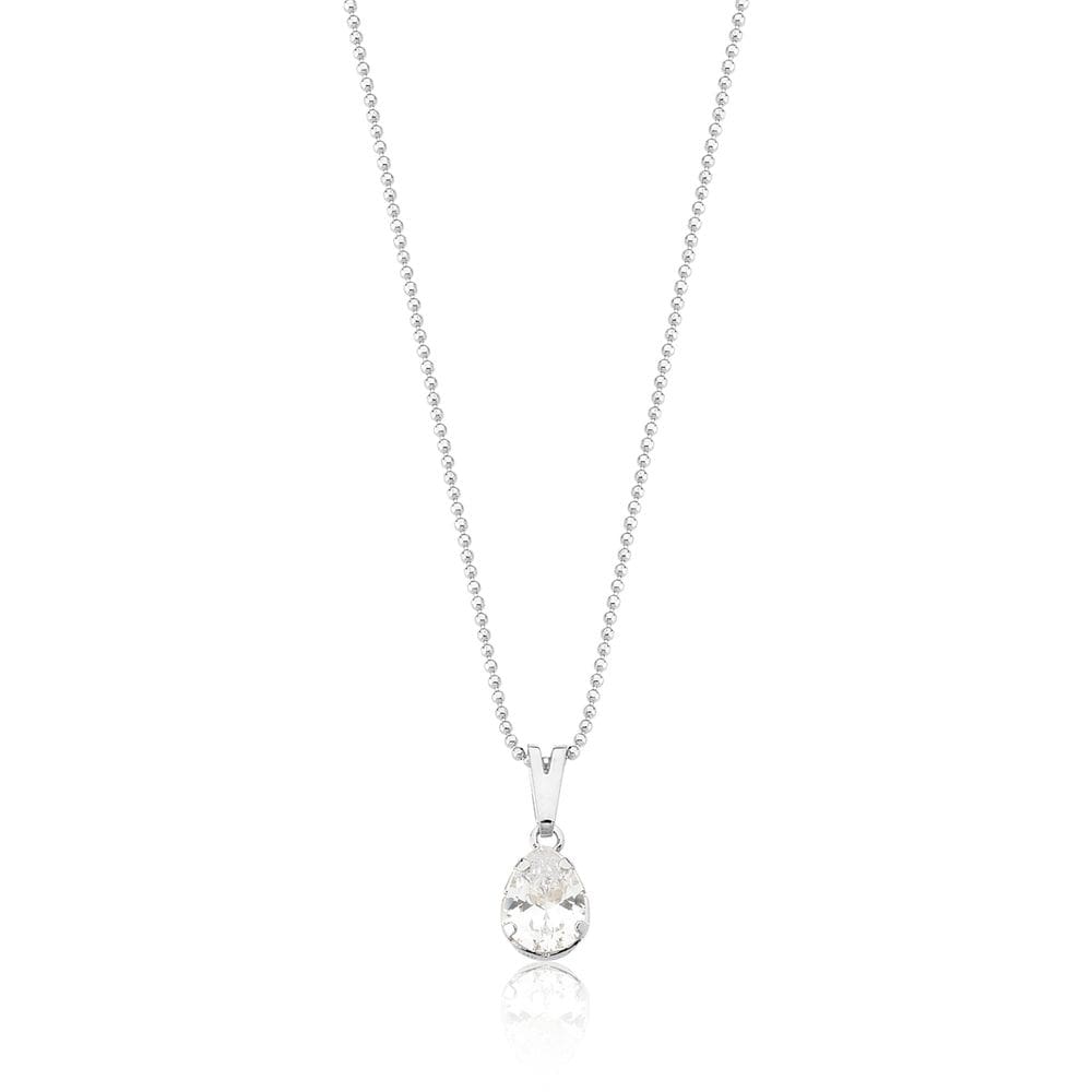 Colar Drop Crystal Revestido em Prata