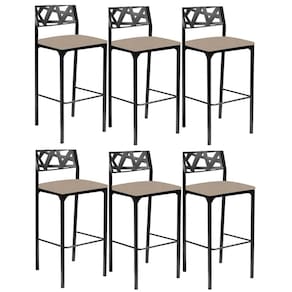 Kit 6 banquetas Eliza Gourmet suede bege-Gat Magazine