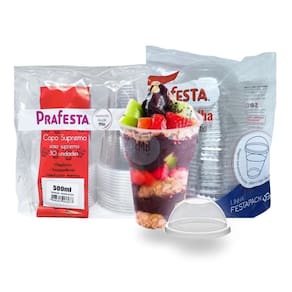 Copo 500Ml Descartável Tampa Bolha Prafesta Para Festas 60Un
