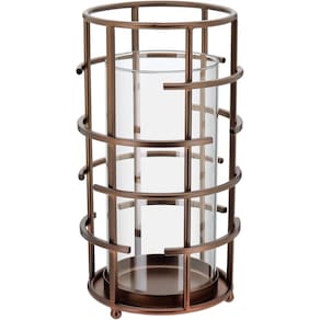 CASTIÇAL METAL 31x16x16cm DOURADO DECORATIVO PORTA VELA