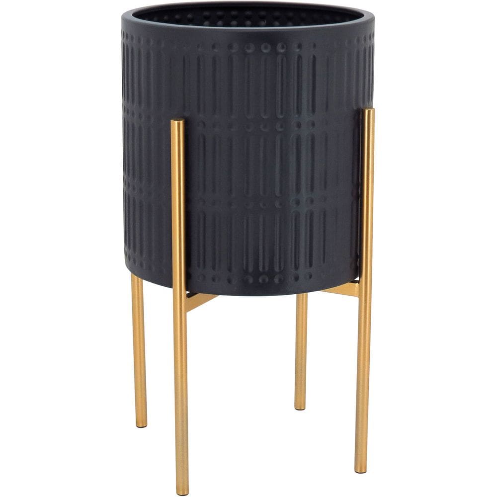 CACHEPÔ METAL 46x25x25cm PRETO VASO DECORATIVO PLANTA