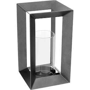 CASTIÇAL METAL 33x18x18cm CINZA DECORATIVO PORTA VELA