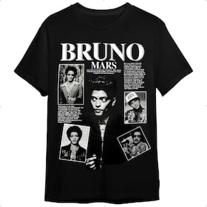Camiseta Bruno Mars Preta Plus Size Unissex Banda de Rock
