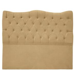 Cabeceira Casal King Size Estofada Para Cama Box Dunas Veludo Cor Bege