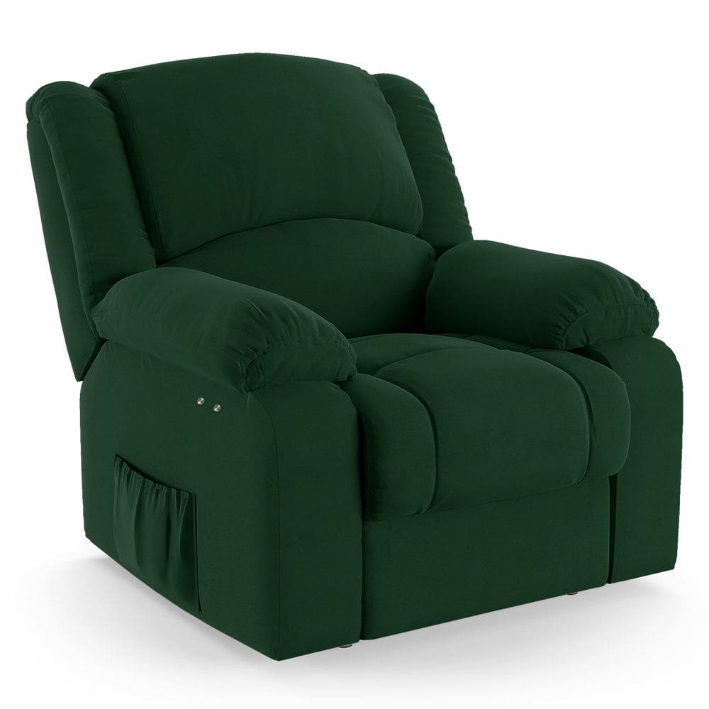 Poltrona do Papai Reclinável Melim Power Touch USB Veludo Verde FH1 - D`Rossi