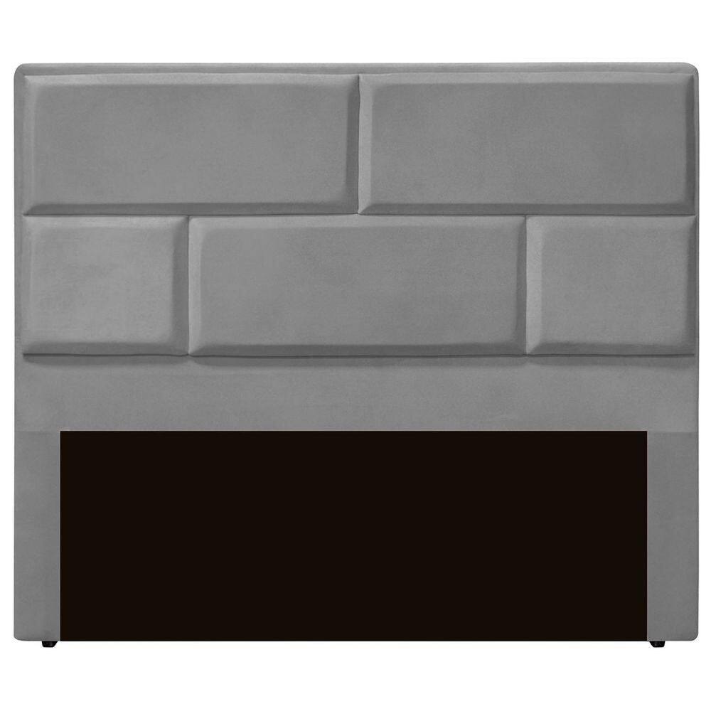 Cabeceira Casal King Size Estofada Para Cama Box Jade Veludo Cor Cinza Claro
