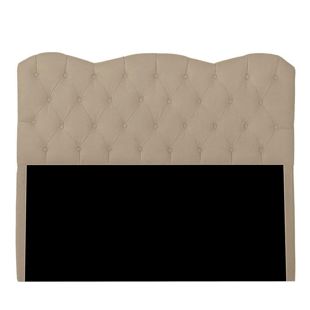 Cabeceira Casal Estofada Para Cama Box Verona Veludo Cor Bege Médio