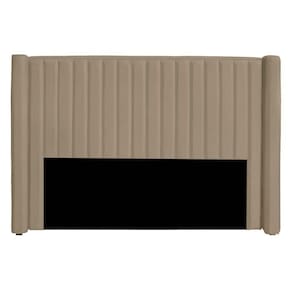 Cabeceira Casal King Size Estofada Para Cama Box Alicia Veludo Cor Bege Médio