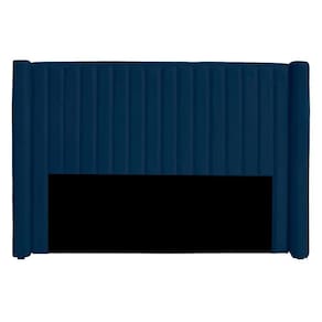 Cabeceira Casal King Size Estofada Para Cama Box Alicia Veludo Cor Azul Marinho