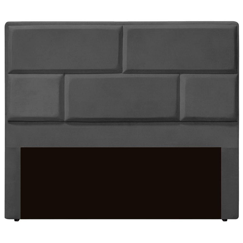 Cabeceira Casal King Size Estofada Para Cama Box Jade Veludo Cor Cinza Chumbo