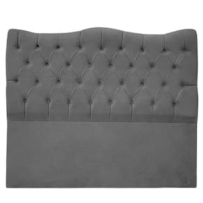 Cabeceira Casal King Size Estofada Para Cama Box Dunas Veludo Cor Cinza Chumbo