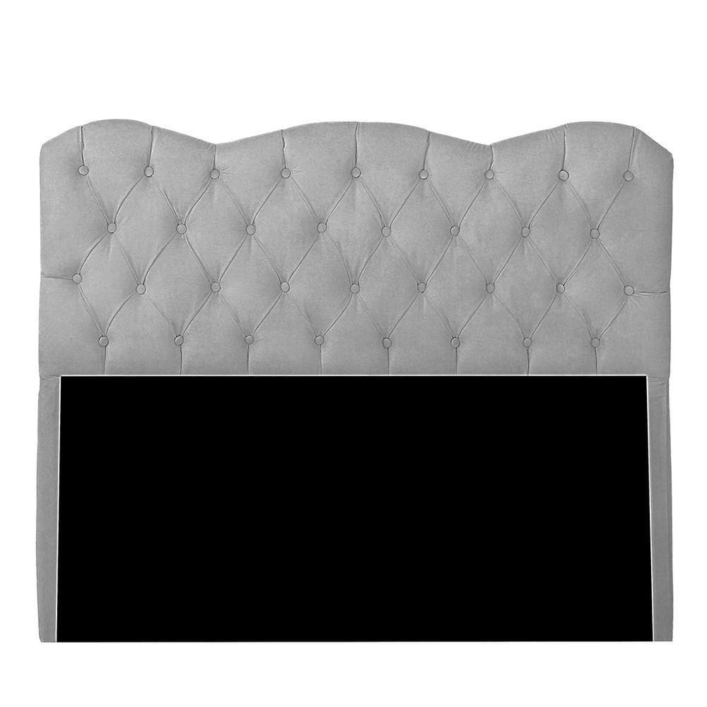 Cabeceira Casal Queen Estofada Para Cama Box Verona Veludo Cinza
