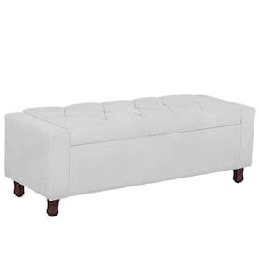 Calçadeira Baú Casal Queen Estofada Valencia Veludo Cor Branco