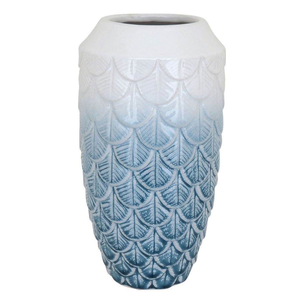 Vaso Decorativo Enfeite Casa Cerâmica 28x14x14cm Azul