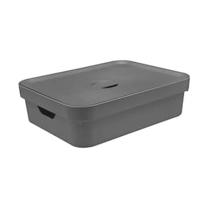 Caixa Organizadora Cube G Baixa Com Tampa 16L Chumbo - Ou