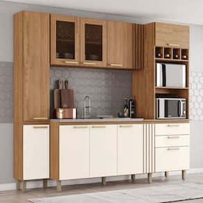 Cozinha Compacta 10 Portas 2 Gavetas Bc01 Nature/Off White Briz