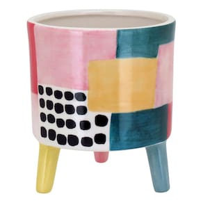 CACHEPÔ CERÂMICA 15x13x13cm COLORIDO VASO DECORATIVO PLANTA