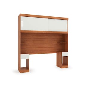 guarda-roupa modulado com cabeceira gênova 2 pt 2 gv freijó wood e off white