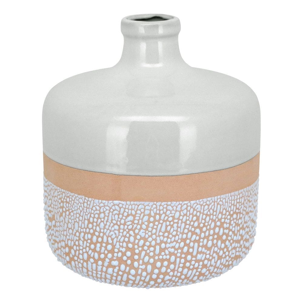 Vaso Decorativo Enfeite Casa Cerâmica 20x17x17cm Marfim