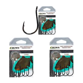 Kit Anzol Crown Chinu Black Super Resistente nº 06 - 3 Cartelas C/ 10 Unidades