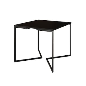 Mesa Jantar Industrial Quadrada Preta 90cm Base V Ferro Preto