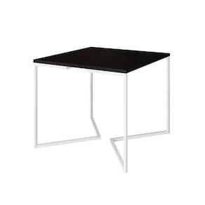 Mesa Jantar Industrial Quadrada Preta 90cm Base V Ferro Branco