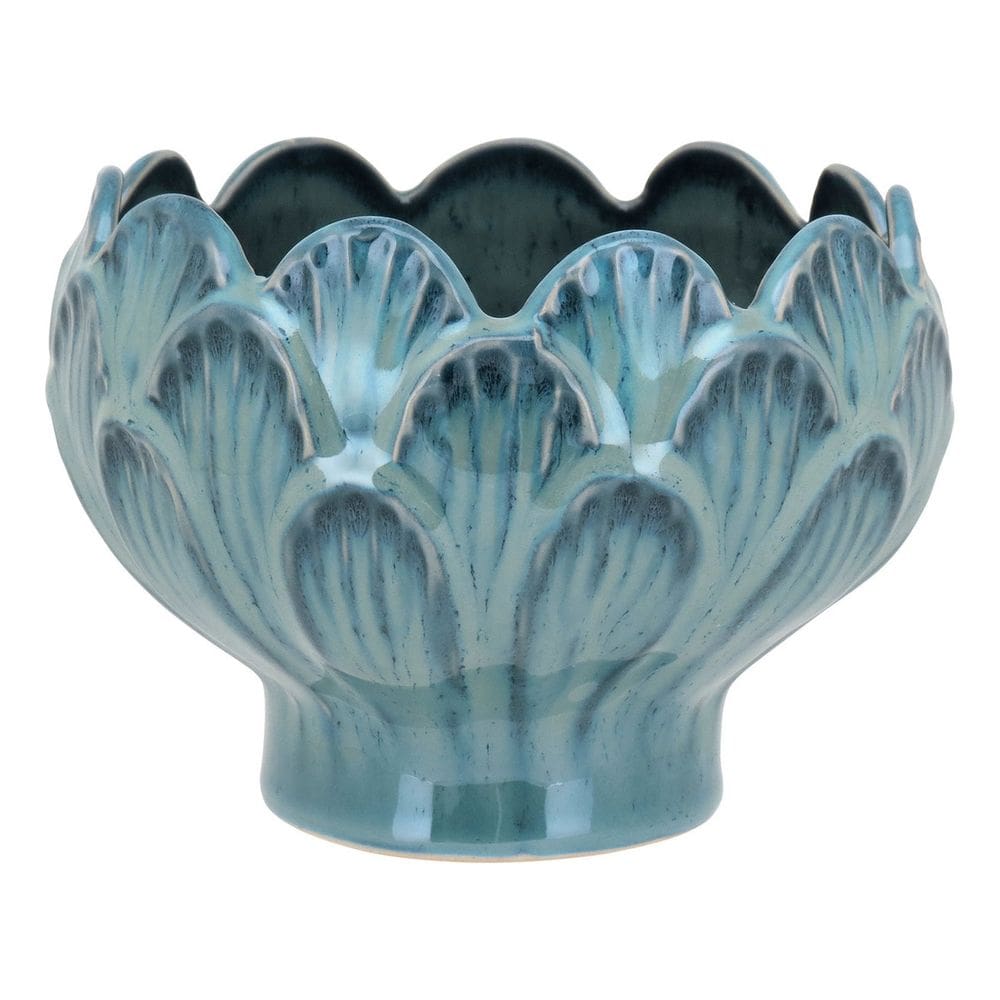CACHEPÔ CERÂMICA 10x15x15cm AZUL VASO DECORATIVO PLANTA