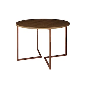 Mesa Jantar Industrial Amêndoa Base Cobre V Tampo 110cm Redondo