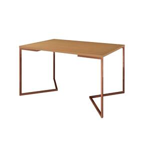 Mesa Jantar Industrial Retangular 137x90cm Canela Base Cobre V