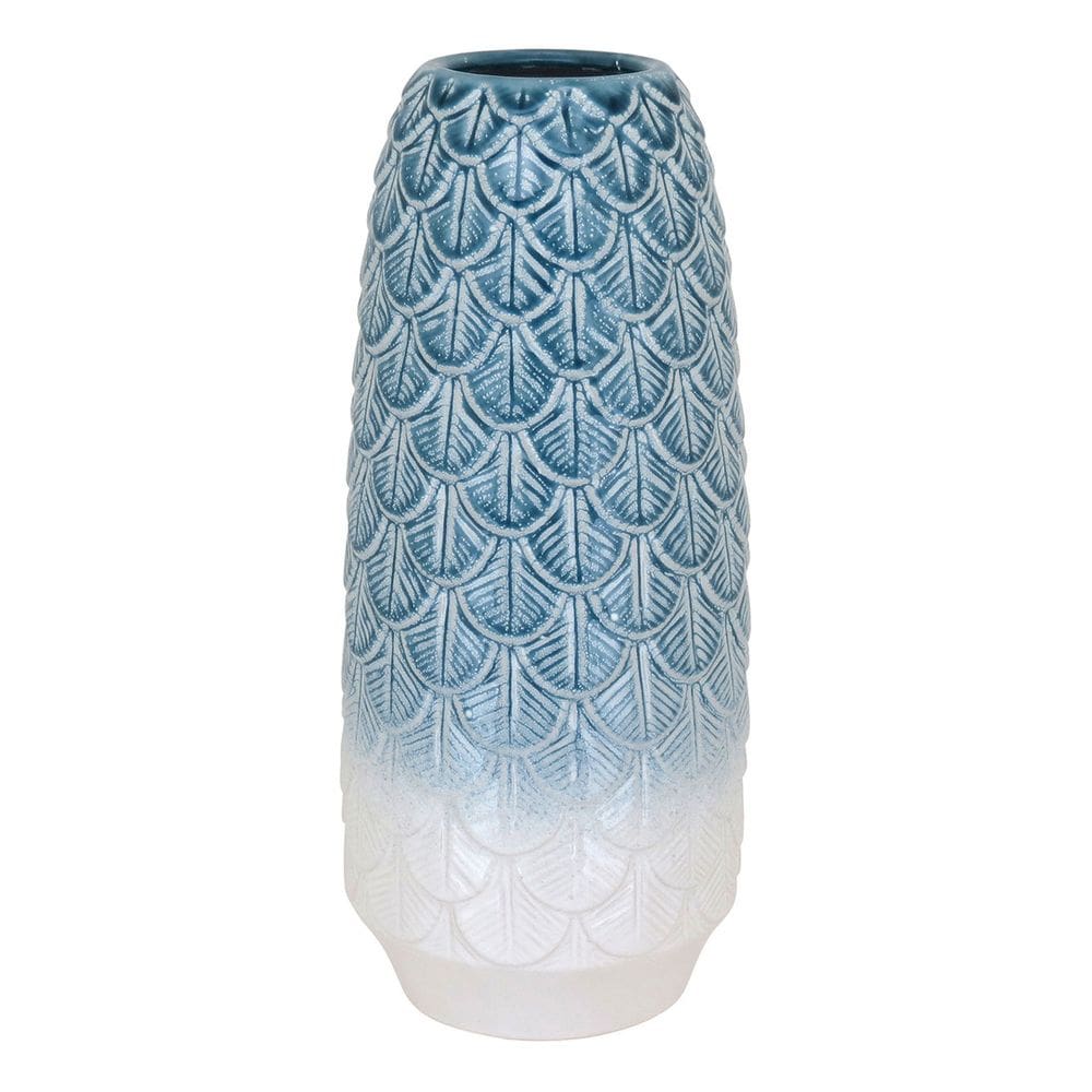 Vaso Decorativo Enfeite Casa Cerâmica 37x16x16cm Azul