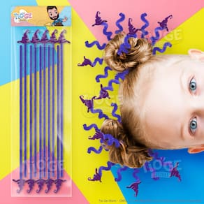 Cabelo Maluco Halloween Hastes Flexíveis de Pelúcia Chenille Eva Glitter Chapéu Bruxa Roxo 10 unid