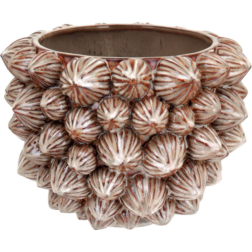 Vaso Decorativo Enfeite Casa Cerâmica 18x24x24cm Bege