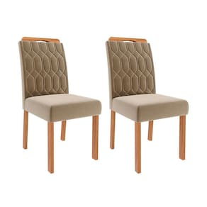 conjunto com 2 cadeiras paola wood suede joli e madeira