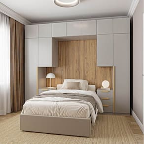 Guarda-roupa Modulado 10 Peças 11 Portas com 2 Mesas de Cabeceira Jade Cabecasa Madeiramadeira Cinza Urbano