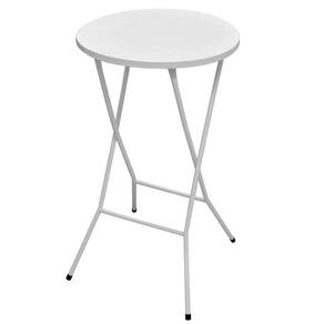 mesa bistrô redonda dobrável com tampo aço erica branca