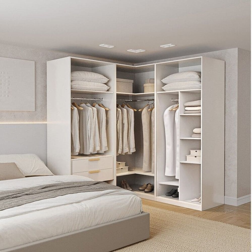 Guarda-roupa Modulado 3 Peças sem Portas Jade Cabecasa Madeiramadeira Branco Fosco