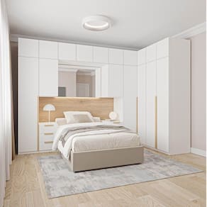 Guarda-roupa Modulado 12 Peças 12 Portas 2 Mesas de Cabeceira Jade Cabecasa Madeiramadeira Branco Fosco