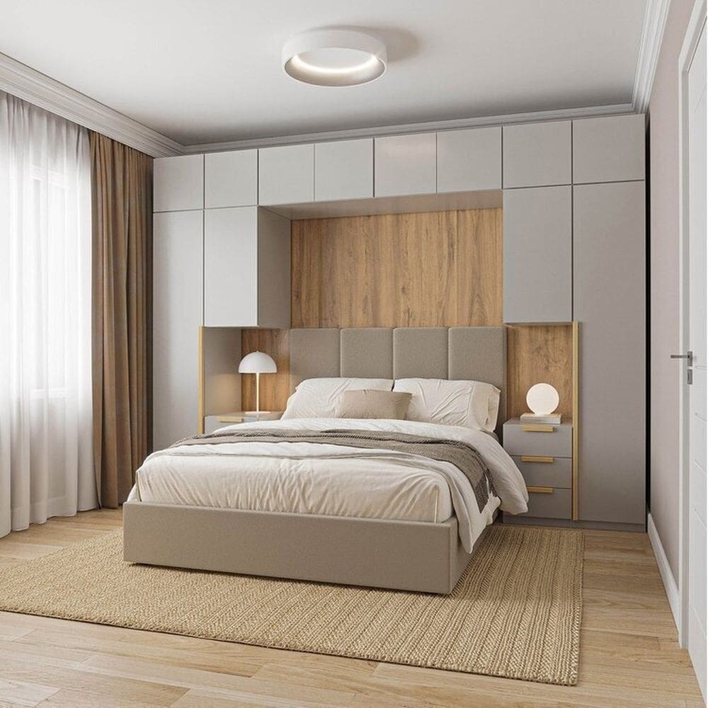 Guarda-roupa Modulado 10 Peças 12 Portas com 2 Mesas de Cabeceira Jade Cabecasa Madeiramadeira Cinza Urbano