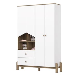 Guarda Roupa Infantil Ternura 4 Portas Branco Jequitibá HP - Henn