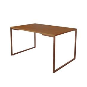 Mesa de Jantar Industrial 6 Lugares Canela 140x90 Base Aço Cobre