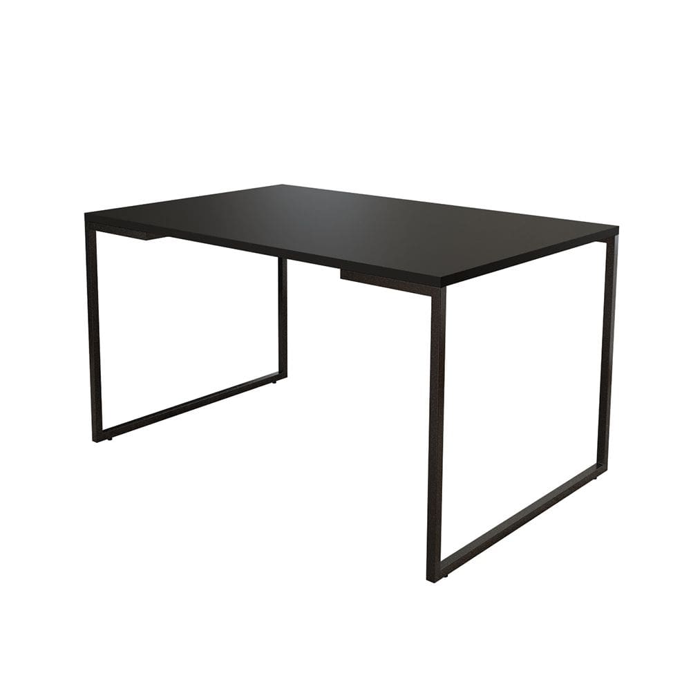 Mesa de Jantar Industrial 6 Lugares Preta 140x90 Base Aço Preto