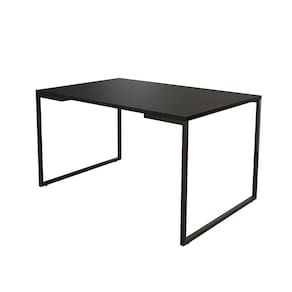 Mesa de Jantar Industrial 6 Lugares Preta 140x90 Base Aço Preto
