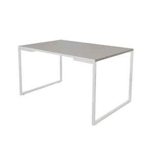 Mesa de Jantar Industrial 6 Lugares Branca 140x90 Base Aço Branco
