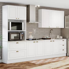 Cozinha Completa Americana 9 Portas 5 Gavetas 100% Mdf Branco - Henn